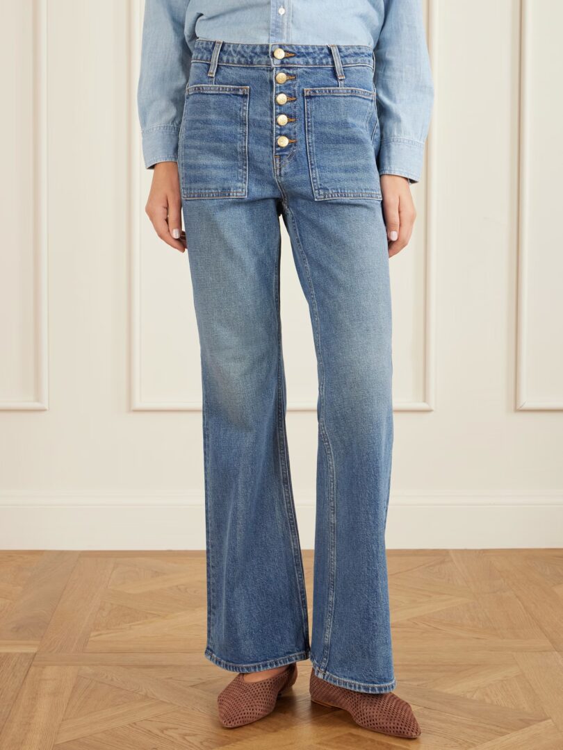 button fly wide leg jeans manufacture by Tuopu Apparel factory